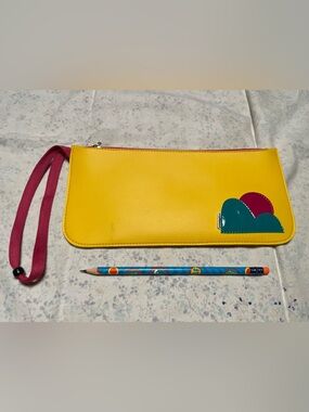 GILSON MARTINS 
Handmade in BRAZIL!
Bright Yellow vegan leather Wristlet Pouch